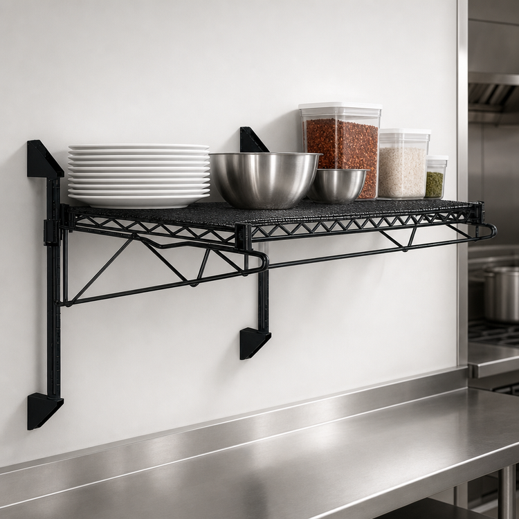 Product image #3 for Quantum 24 Inch x 21 Inch Wall-Mount Cantilever Single Shelf Wire Shelving Unit