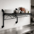 Thumbnail image #3 for Quantum WC14-CB2124BK Wall-Mounted Cantilever Wire Shelf, 24"W x 21"D, Single Shelf, Black Epoxy Antimicrobial Finish