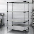 Thumbnail image #3 for Quantum WRS4-63-2172SS 72"W x 21"D x 63"H 304 Stainless Steel Solid Shelving Starter Kit