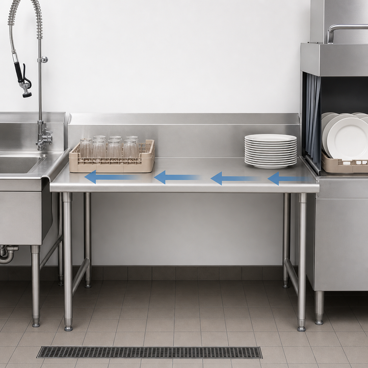 Product image #3 for John Boos Pro-Bowl 72-Inch Straight Clean Dish Table with Right-to-Left Operation and 10-Inch Backsplash