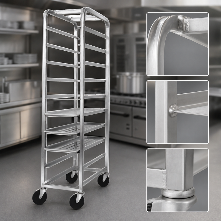 Product image #3 for Mobile All-Welded Aluminum End-Load Platter Rack for 18-Inch Platters, 9 Capacity, 64-Inch High