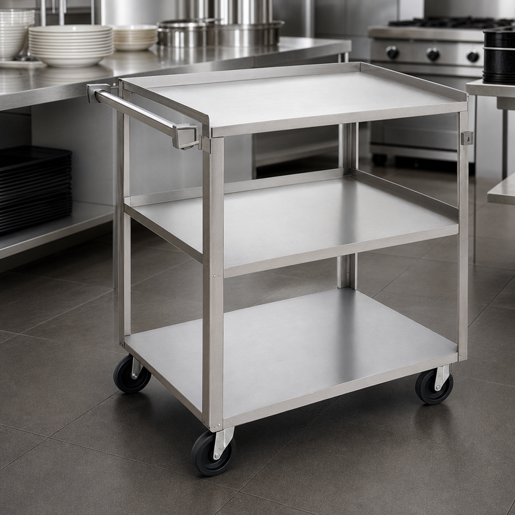 Product image #3 for Channel Stainless Steel 3-Shelf Utility/Bussing Cart, 31 x 19 x 34 Inches, 350 lb Capacity