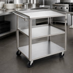 Thumbnail image #3 for Channel Manufacturing US1827-3 3-Shelf Stainless Steel Utility/Bussing Cart, Solid Shelves, 350 lb Capacity, 31 x 19 x 34 Inches