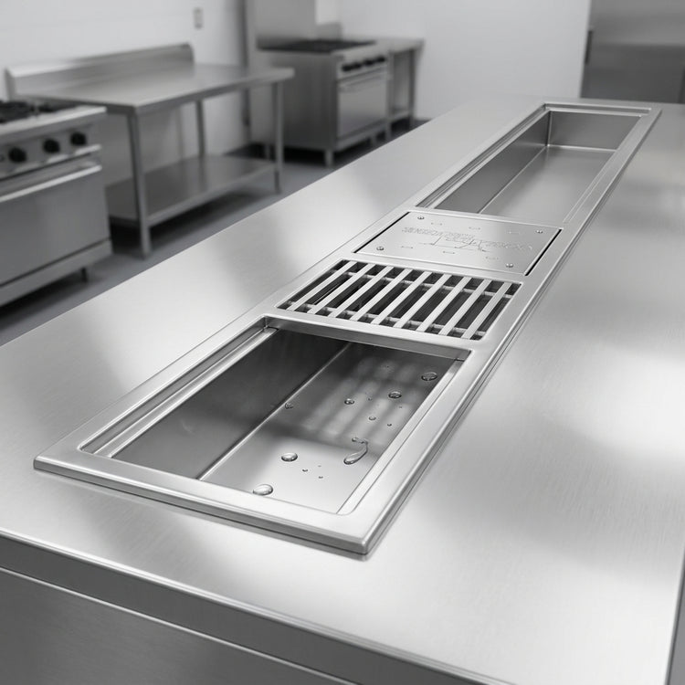 Product image #2 for Eagle Group Cool Trough® 72"W x 12"D Drop-In Water Tempering System with Grated Drain