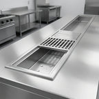 Thumbnail image #2 for Eagle Group WTFT-1272-SG Drop-In Water Tempering System with Grated Floor Drain, 72"W x 12"D, 14-Gauge Stainless Steel, Subway-Style Grating