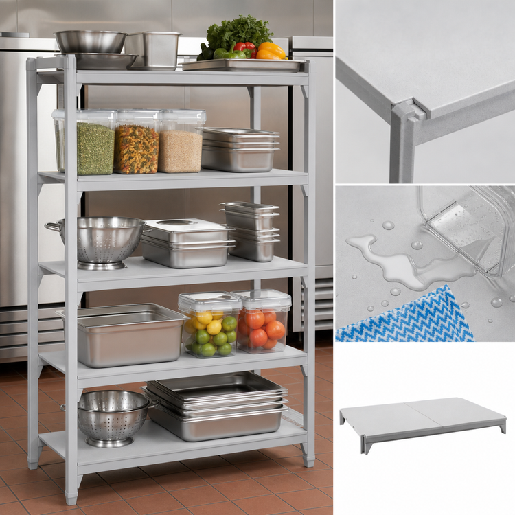 Product image #4 for Cambro Camshelving Premium Solid Shelf Kit, 24 x 36 Inch, 5 Shelves, Speckled Gray