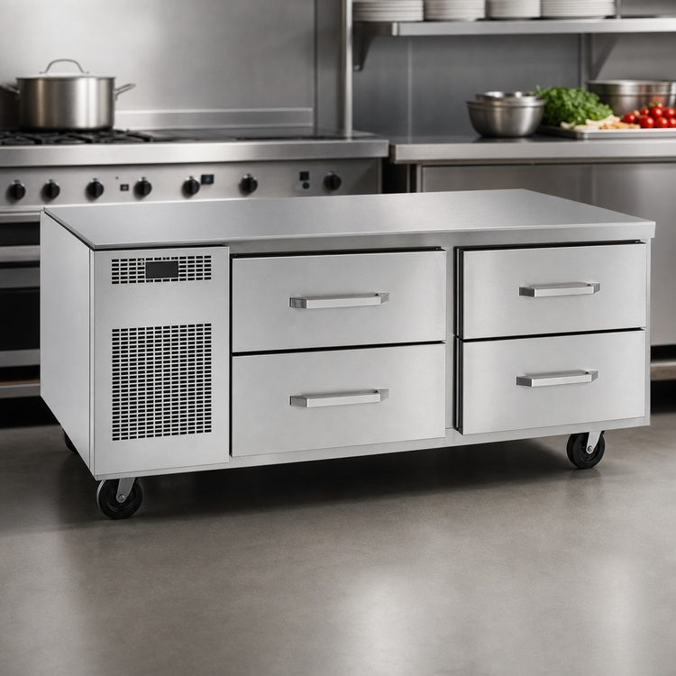 Product image #3 for Randell 38-Inch Single-Section Self-Contained Refrigerated Chef Base with 2 Drawers, Left-Side Compressor