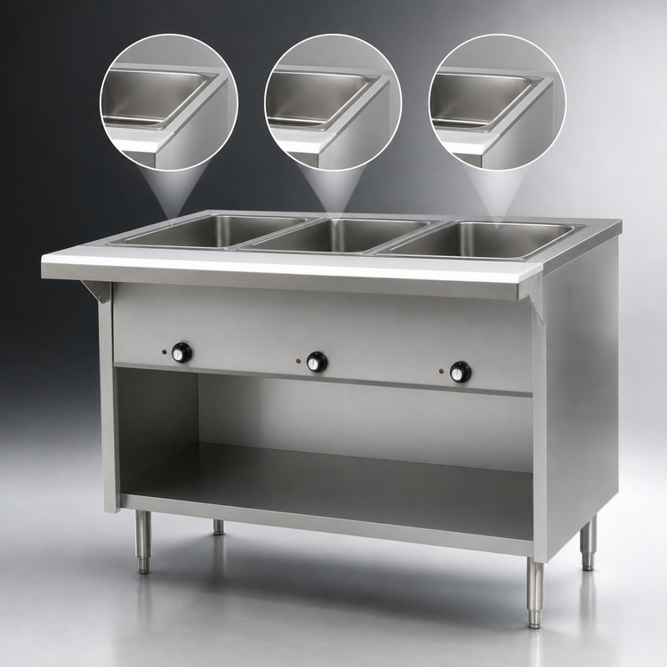 Product image #3 for Eagle Spec-Master 48-Inch Natural Gas Hot Food Table with 3 Dry Wells, Enclosed Base, Open Front and Cutting Board
