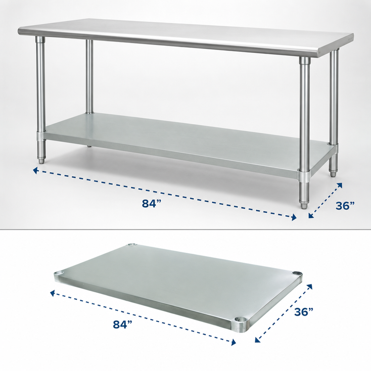 Product image #3 for Advance Tabco Galvanized Work Table Undershelf for 84 x 36-Inch Tables