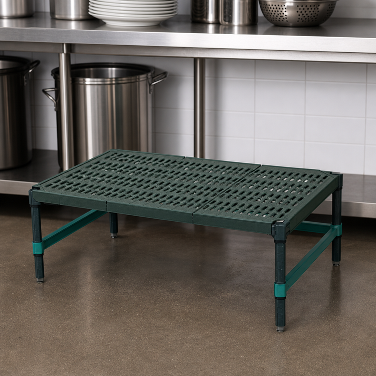 Product image #3 for QuadPlus Stationary Dunnage Rack with Louvered Polypropylene Mat, 48 x 18 x 14 Inches, 1000 lb Capacity