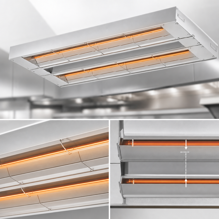 Product image #3 for Hatco Glo-Ray 72-Inch Double Unlighted Infrared Strip Heater, 3.45 kW, Aluminum