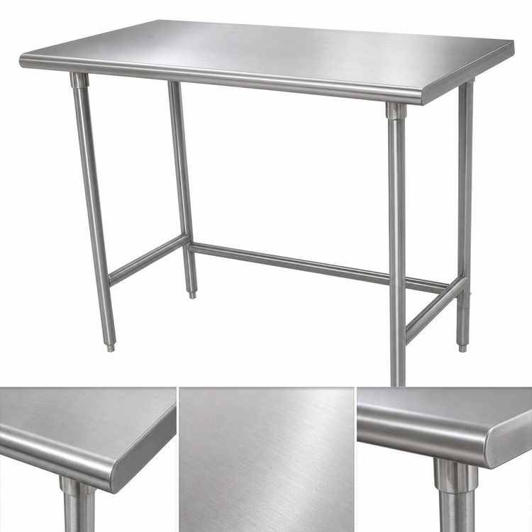 Product image #3 for Advance Tabco 60" x 24" 14-Gauge 304 Stainless Steel Flat Top Open Base Work Table