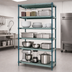 Thumbnail image #3 for Stationary 5-Tier Wire Plastic Mat Shelving Unit, 36 x 21 x 63 Inches, Green Epoxy Coated
