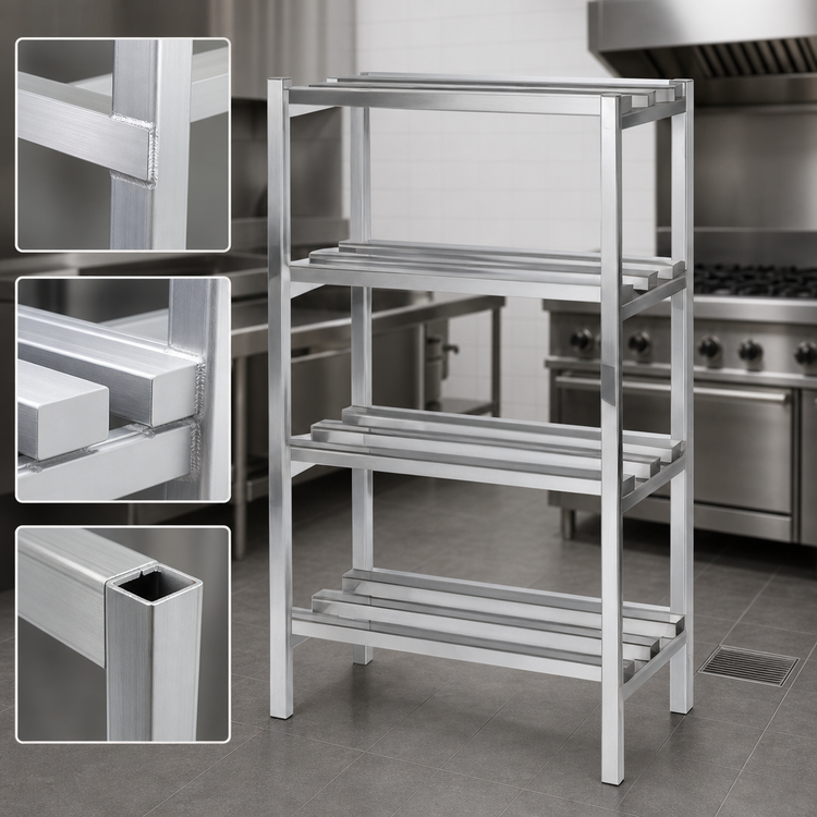 Product image #3 for Lifetime Tough 4-Shelf Channel Style Aluminum Dunnage Shelving Rack, 54W x 24D x 64H