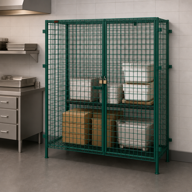 Product image #3 for EagleGard Stationary Open Wire Security Cage with Dual Padlock Doors, 63-1/4 Inch W x 27-1/4 Inch D x 67 Inch H