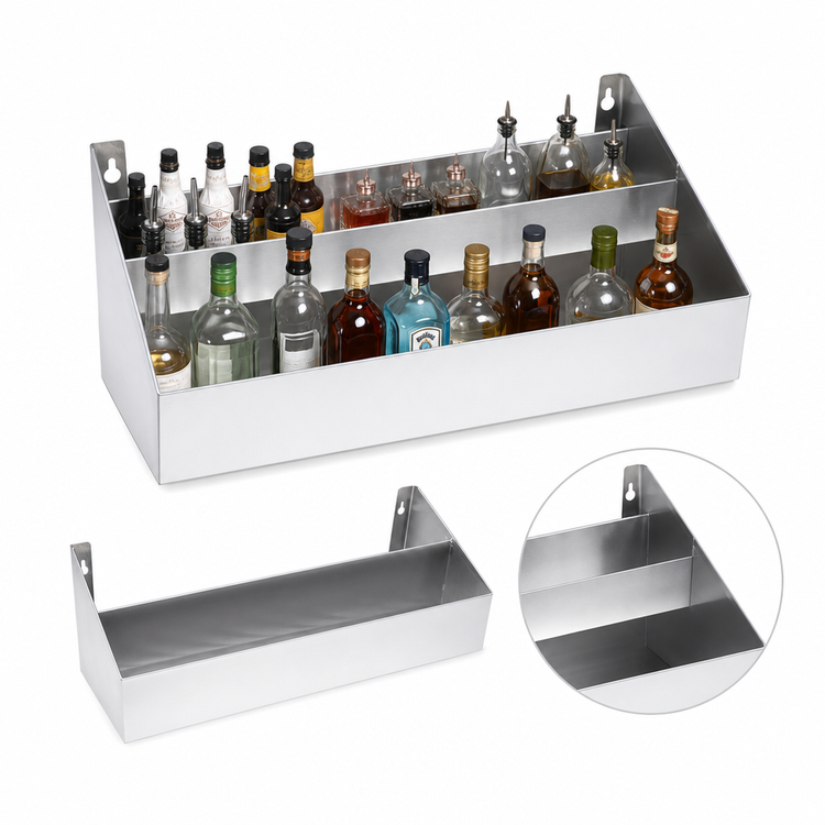 Product image #3 for John Boos Double-Tier 36-Inch Underbar Speed Rail with Keyhole Mount (UBSR2-36-X)