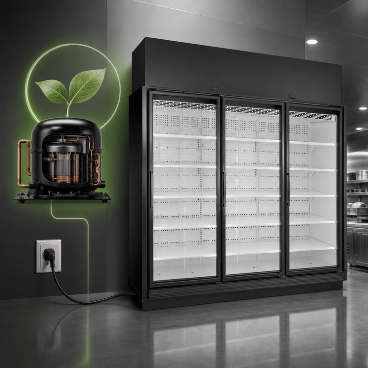 Product image #3 for True 3-Section Low Temp Glass Door Freezer Merchandiser, Self-Contained, Black Exterior / White Interior