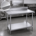 Thumbnail image #3 for Advance Tabco 108 Inch x 30 Inch 16 Gauge 430 Stainless Steel Work Table with 5 Inch Backsplash and Adjustable Undershelf