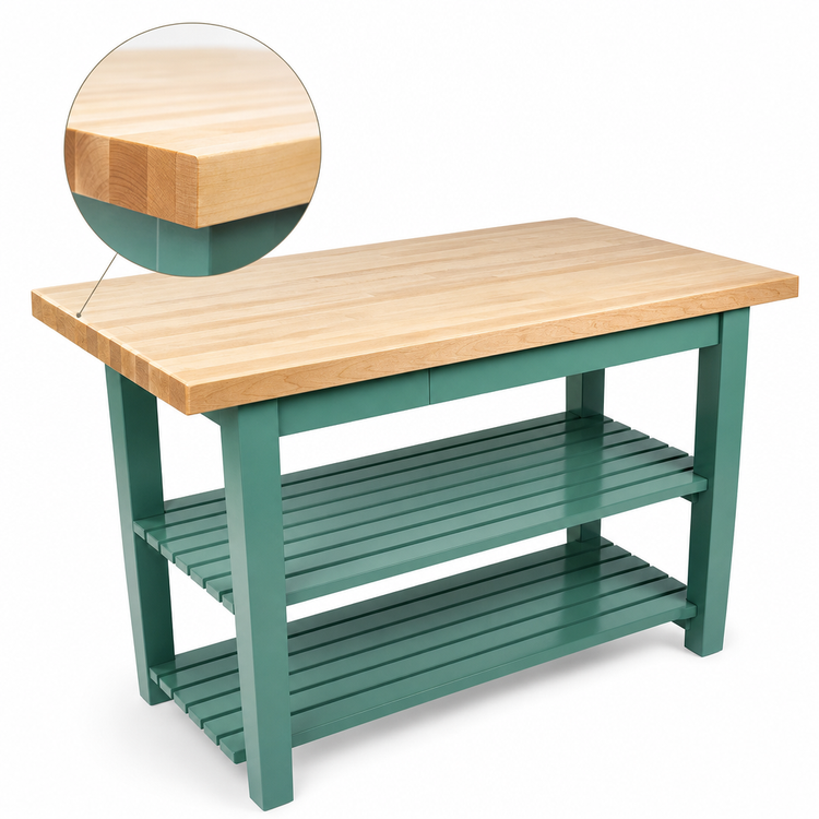 Product image #4 for John Boos Classic Country 48-Inch x 36-Inch Maple Wood Top Work Table with 2 Slatted Undershelves