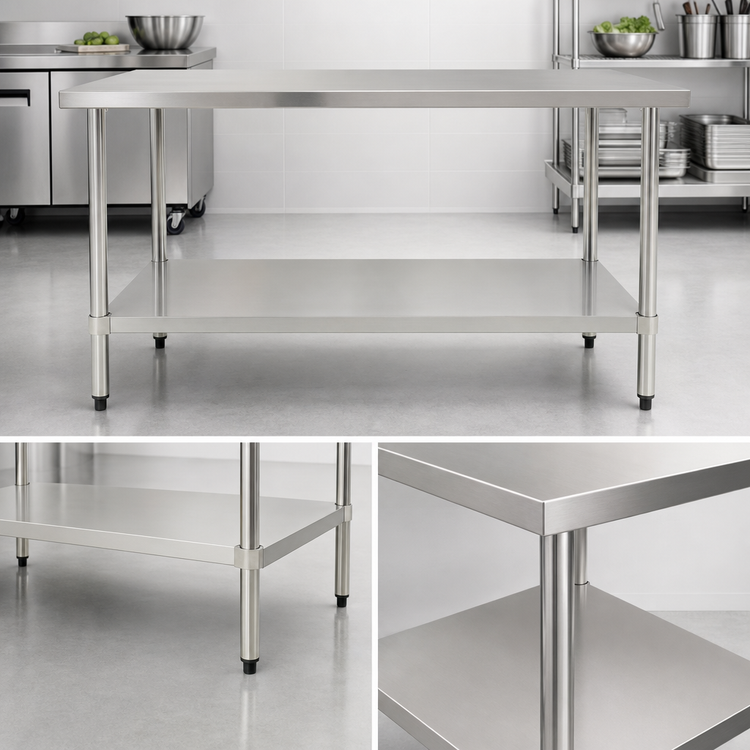 Product image #3 for Omcan 72 Inch x 24 Inch Stainless Steel Undershelf for 19140 Worktable