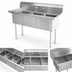 Thumbnail image #3 for Omcan 3-Compartment Pot Sink with 21 x 18 x 14 Inch Bowls, 304 Stainless Steel, No Drainboard