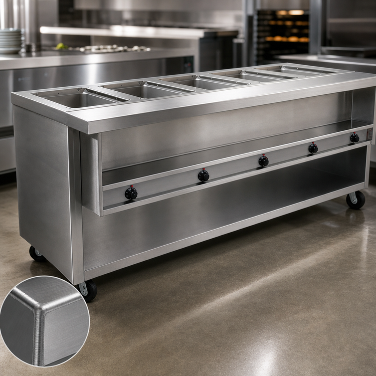 Product image #3 for Advance Tabco HDSW-5-240-BS Heavy Duty Electric Sealed Well Hot Food Table with Enclosed Base, 5 Wells, 208/240V