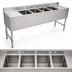 Thumbnail image #3 for Serv-Ware 72-Inch 4-Bowl Stainless Steel Bar Sink with Left and Right Drainboards