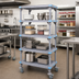 Thumbnail image #3 for Quantum Millenia Mobile Polymer Shelving Starter Unit with 4 Open Grid Shelves, 54 x 24 x 74 Inches, Gray