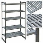 Thumbnail image #3 for Cambro Camshelving® Basics Plus CBU184872V5580 5-Tier Stationary Vented Polymer Shelving Starter Unit, 18 x 48 x 72 Inches, Brushed Graphite
