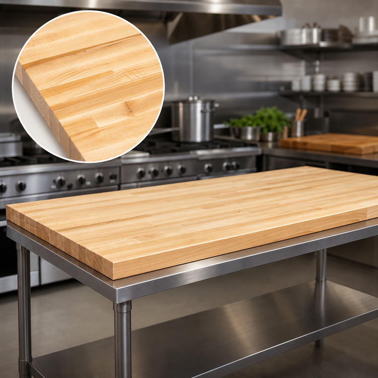 Product image #3 for John Boos Boos Block 144" x 27" Blended Edge Grain Maple Kitchen Countertop, Varnique Finish