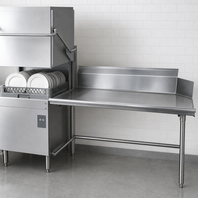 Product image #3 for Advance Tabco Special Value Series Right-Side Straight Dish Table with 10-1/2 Inch Backsplash, 23 x 30 Inches