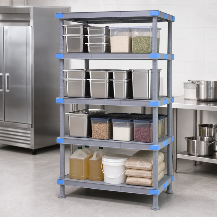Product image #3 for Quantum Millenia 4-Shelf Solid Polymer Shelving Starter Unit, 24-Inch W x 21-Inch D x 74-Inch H, Gray