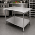 Thumbnail image #3 for Thunder Group 48-Inch x 24-Inch 430 Stainless Steel Flat Top Work Table with Adjustable Undershelf
