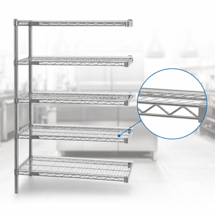 Product image #3 for Eagle Group 5-Tier Wire Shelving Add-On Unit with QuadTruss Shelves, 72 x 21 x 86 Inches, Stainless Steel Finish
