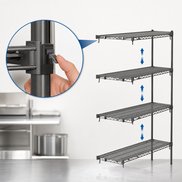 Product image #3 for Metro Super Erecta Super Adjustable Add-On Wire Shelving Unit, 42 x 21 x 63 Inches, 4 Shelves