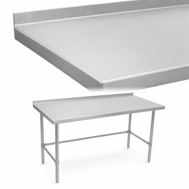 Product image #3 for John Boos Stallion 72" x 30" Stainless Steel Work Table with 1-1/2" Rear Up-Turn