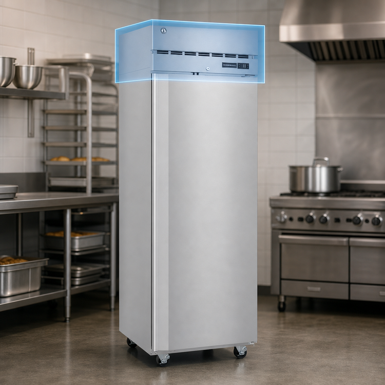 Product image #3 for Hoshizaki Steelheart F1A-FS 23.1 Cu. Ft. One-Section Reach-In Freezer, Top-Mounted Self-Contained, Solid Right-Hinged Door