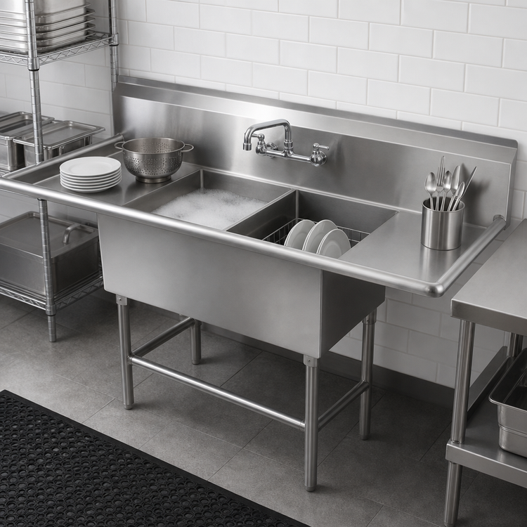 Product image #3 for John Boos Pro-Bowl 2-Compartment Stainless Steel Sink with Dual 30-Inch Drainboards