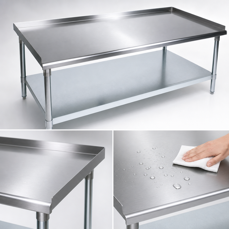 Product image #3 for John Boos Stallion 24 x 30 Inch 18-Gauge Stainless Steel Equipment Stand with Galvanized Base and Adjustable Undershelf