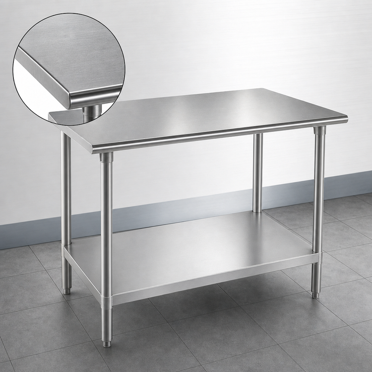Product image #3 for Advance Tabco Flat Top Stainless Steel Work Table with Adjustable Undershelf, 48 x 30 Inches