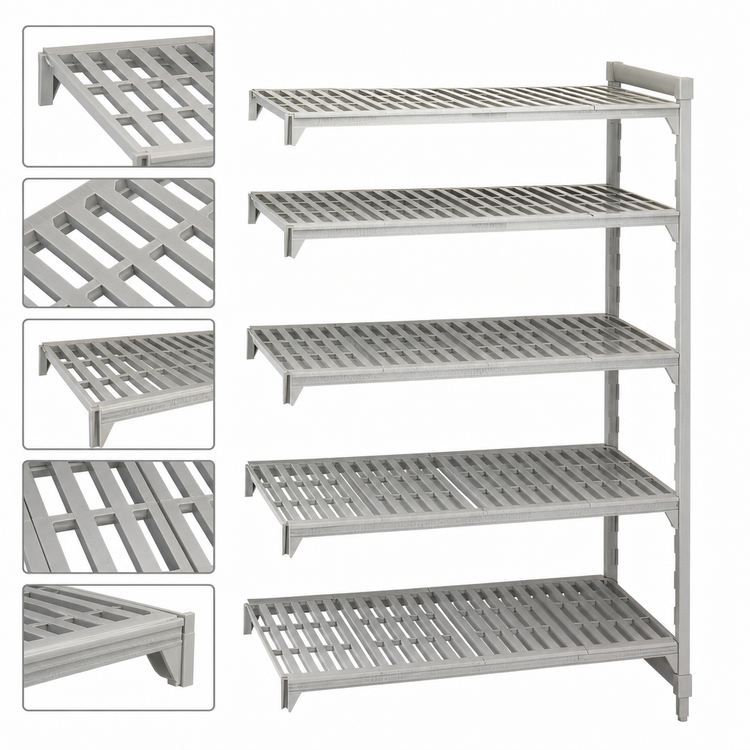 Product image #4 for Cambro Camshelving Premium 30"W x 24"D x 72"H 5-Shelf Vented Add-On Polymer Shelving Unit
