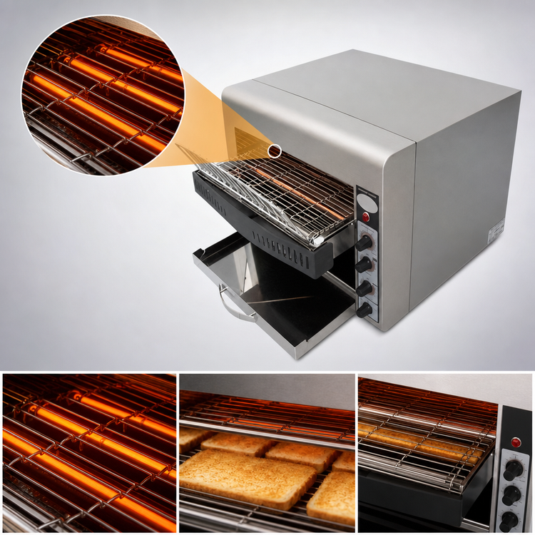 Product image #3 for BakeMax Countertop Horizontal Conveyor Toaster, 500 Pieces Per Hour, 220V