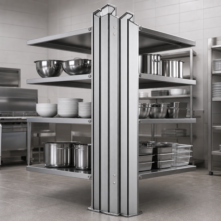 Product image #3 for Heavy Duty Back-to-Back Stainless Steel Uprights for Cantilevered Shelving, 108 Inch H
