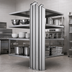 Thumbnail image #3 for Heavy Duty Back-to-Back Stainless Steel Uprights for Cantilevered Shelving, 108 Inch H