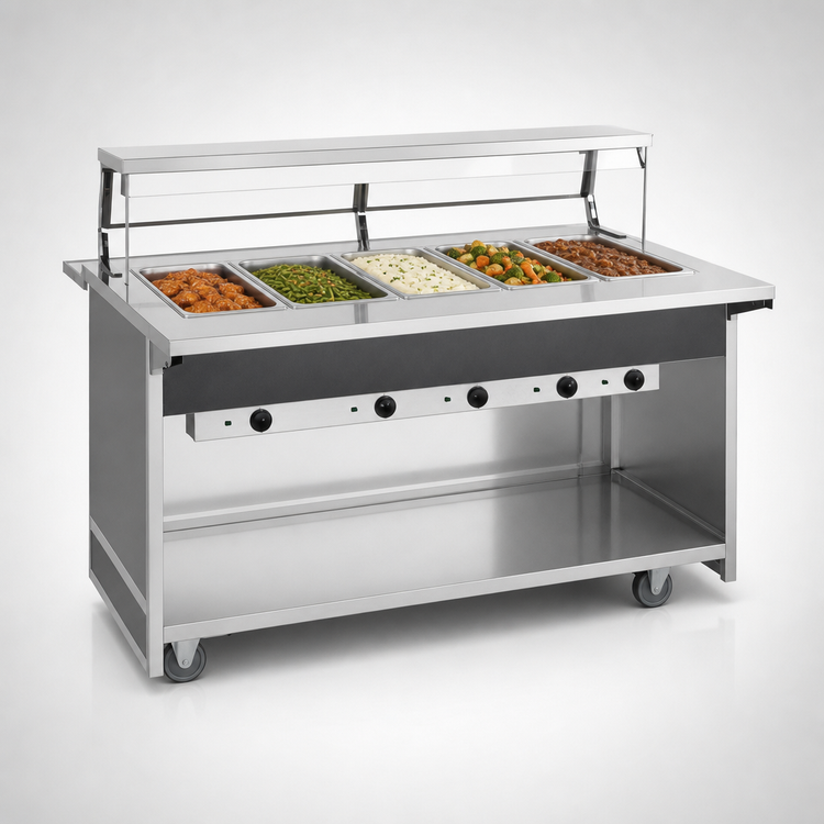 Product image #3 for Atlas Metal BLH-5 Mobile Electric 5-Well Hot Food Serving Counter with Open Base