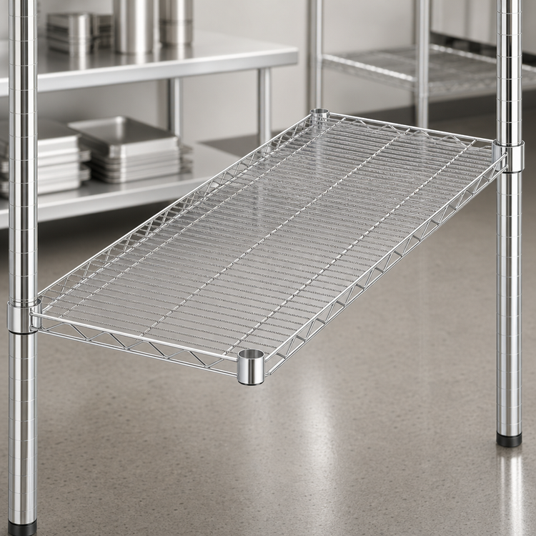 Product image #4 for Winco 72-Inch x 18-Inch Chrome Plated Wire Shelf with Sleeve Clips