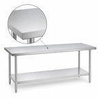 Thumbnail image #3 for Duke Manufacturing 314S-30144 144-Inch Stainless Steel Work Table with Open Base, Undershelf, Flat Top, and Rounded Edge