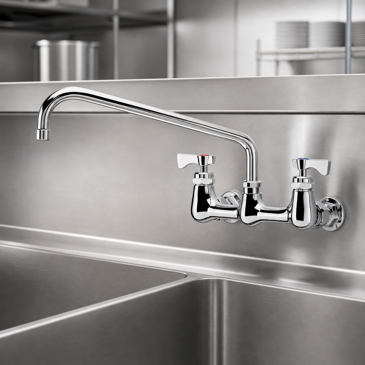 Product image #3 for Krowne Royal Series Commercial Splash-Mounted Faucet with 12-Inch Swing Spout, 8-Inch Centers