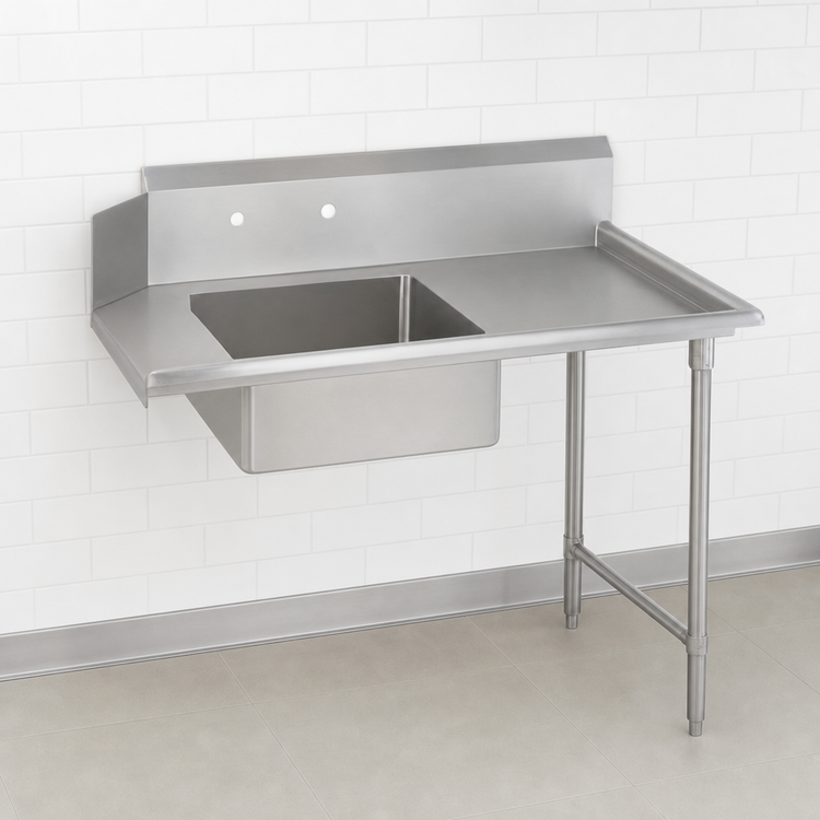 Product image #3 for John Boos Pro-Bowl 84" Straight Soiled Dishtable with 20" x 20" Pre-Rinse Sink Bowl, Right-to-Left Operation