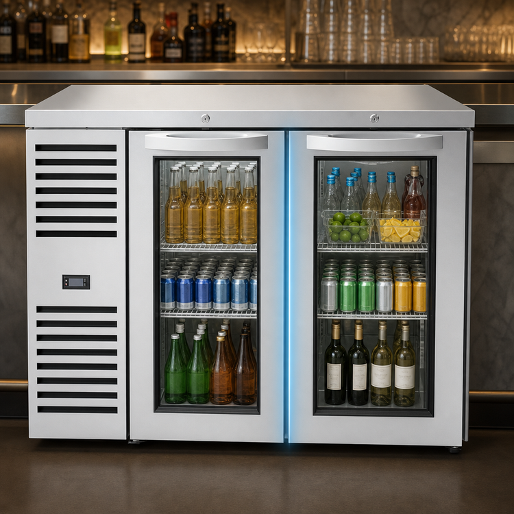 Product image #3 for True Premier Bar 48-Inch Two-Section Refrigerated Back Bar Cooler with Locking Glass Doors